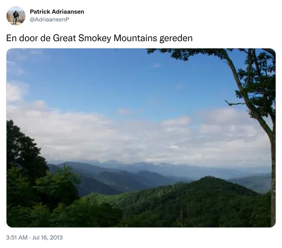 En door de Great Smokey Mountains gereden http://t.co/7s6S6T5jeP
