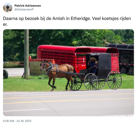Daarna op bezoek bij de Amish in Etheridge. Veel koetsjes rijden er. http://t.co/eZGVzJ4HSp
