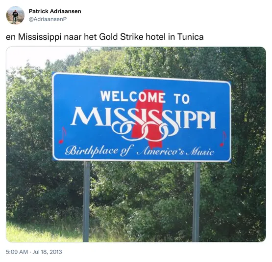 en Mississippi naar het Gold Strike hotel in Tunica http://t.co/LNYt1PO8e4
