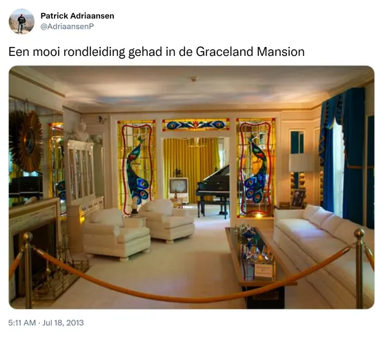 Een mooi rondleiding gehad in de Graceland Mansion http://t.co/53biFOg9H7
