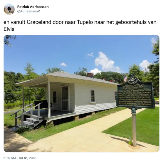 en vanuit Graceland door naar Tupelo naar het geboortehuis van Elvis http://t.co/uOnzmMBVHE
