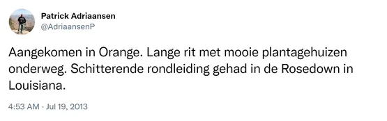 Aangekomen in Orange. Lange rit met mooie plantagehuizen onderweg. Schitterende rondleiding gehad in de Rosedown in Louisiana. 