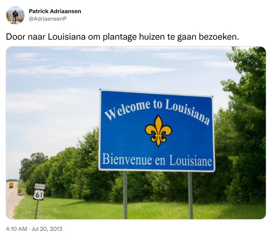 Door naar Louisiana om plantage huizen te gaan bezoeken. http://t.co/h6AHvZYdSJ
