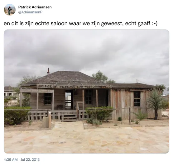 en dit is zijn echte saloon waar we zijn geweest, echt gaaf! :-) http://t.co/FD0KrKo6T1
