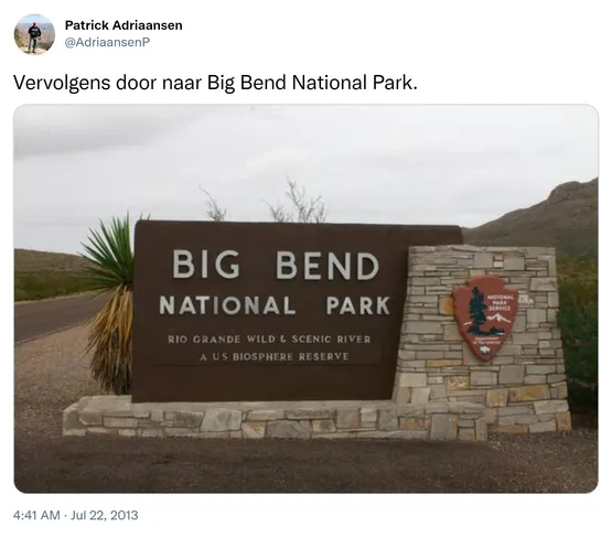 Vervolgens door naar Big Bend National Park. http://t.co/XFMt8KsgaT 