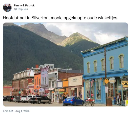 Hoofdstraat in Silverton, mooie opgeknapte oude winkeltjes. http://t.co/HYrTs0TNV5
