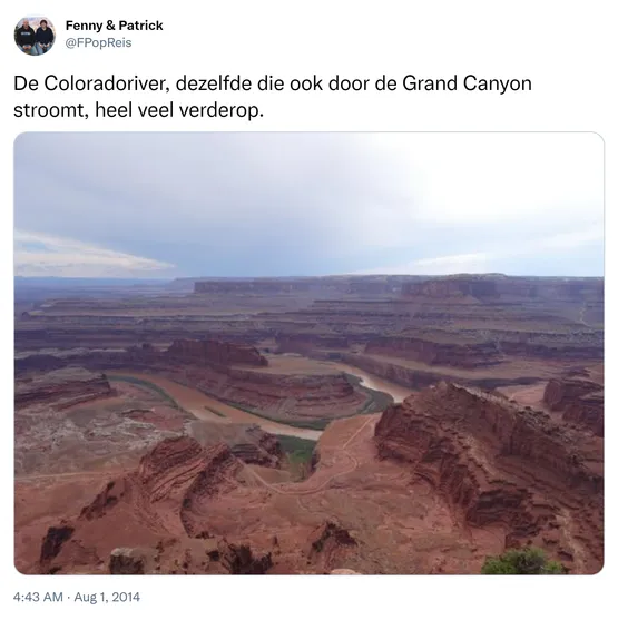 De Coloradoriver, dezelfde die ook door de Grand Canyon stroomt, heel veel verderop. http://t.co/bVBJprhRpO
