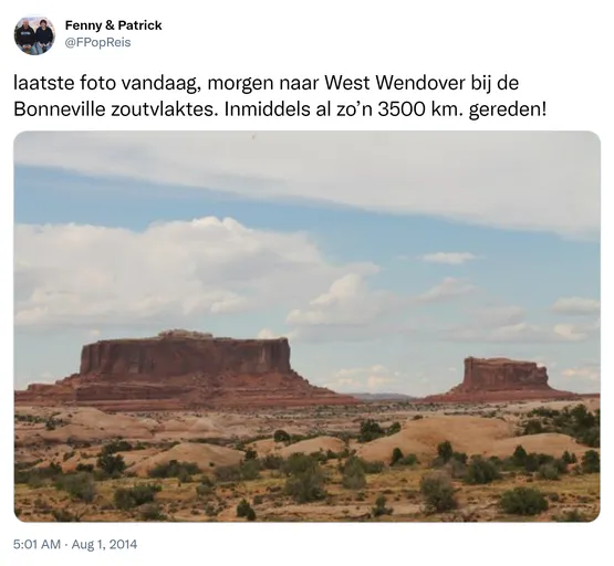 laatste foto vandaag, morgen naar West Wendover bij de Bonneville zoutvlaktes. Inmiddels al zo’n 3500 km. gereden! http://t.co/96ksL6nUVT
