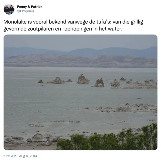 Monolake is vooral bekend vanwege de tufa’s: van die grillig gevormde zoutpilaren en -ophopingen in het water. http://t.co/n1HvvM0w7d