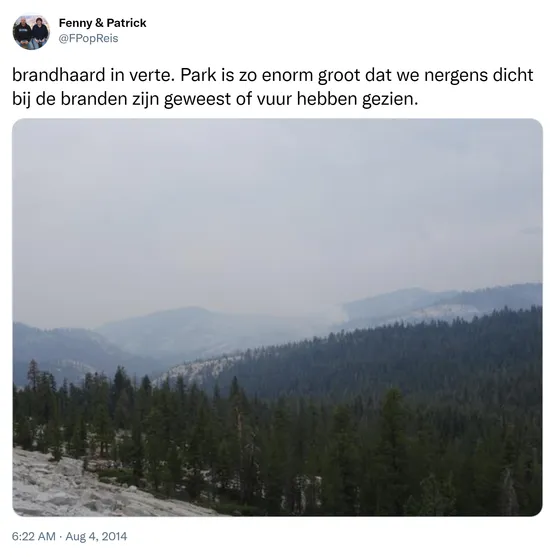 brandhaard in verte. Park is zo enorm groot dat we nergens dicht bij de branden zijn geweest of vuur hebben gezien. http://t.co/MCGRkgU3ge
