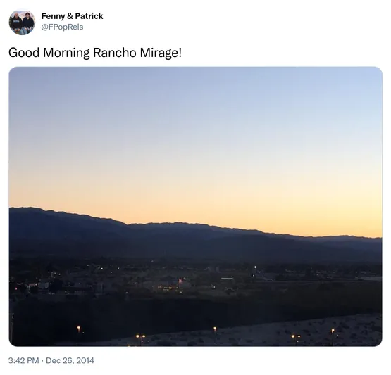 Good Morning Rancho Mirage! http://t.co/9yFADD6zS1
