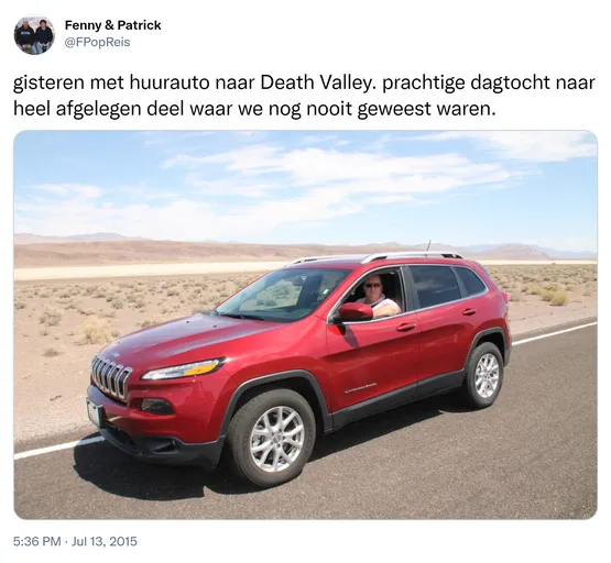 gisteren met huurauto naar Death Valley. prachtige dagtocht naar heel afgelegen deel waar we nog nooit geweest waren. http://t.co/egWVaQ9U2m 