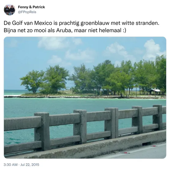 De Golf van Mexico is prachtig groenblauw met witte stranden. Bijna net zo mooi als Aruba, maar niet helemaal :) http://t.co/bmOfYaeQIM 