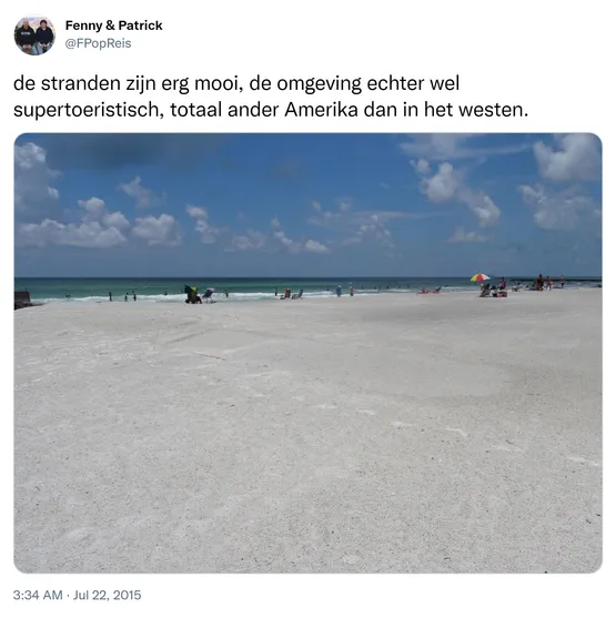 de stranden zijn erg mooi, de omgeving echter wel supertoeristisch, totaal ander Amerika dan in het westen. http://t.co/mh47ZNjwx1