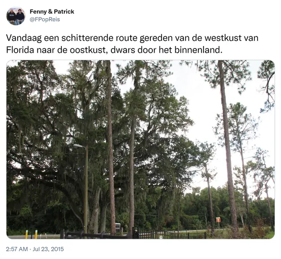 Vandaag een schitterende route gereden van de westkust van Florida naar de oostkust, dwars door het binnenland. http://t.co/I8EmndMzUn