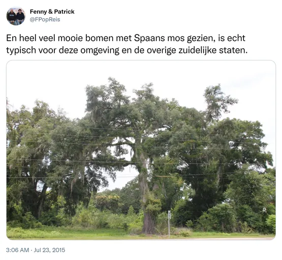 En heel veel mooie bomen met Spaans mos gezien, is echt typisch voor deze omgeving en de overige zuidelijke staten. http://t.co/1XEunZJQFv 