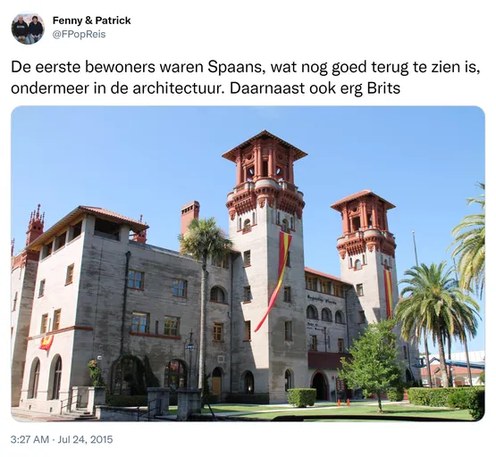 De eerste bewoners waren Spaans, wat nog goed terug te zien is, ondermeer in de architectuur. Daarnaast ook erg Brits http://t.co/COGclFOHLD
