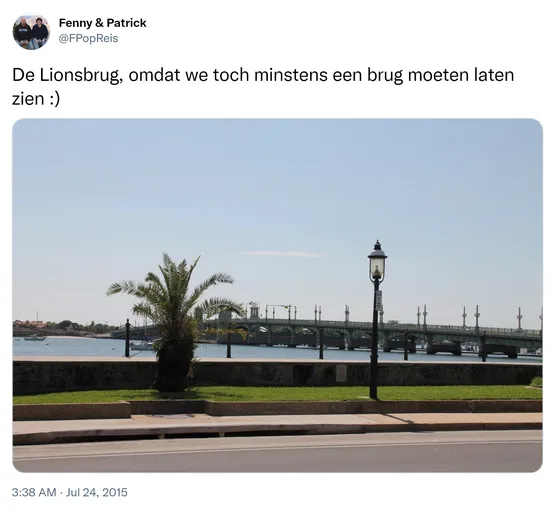 De Lionsbrug, omdat we toch minstens een brug moeten laten zien :) http://t.co/zqYiNZkwUk 