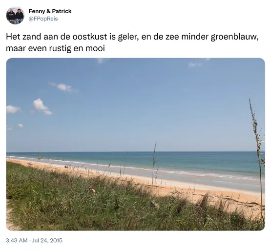 Het zand aan de oostkust is geler, en de zee minder groenblauw, maar even rustig en mooi http://t.co/3VMxvIycv2
