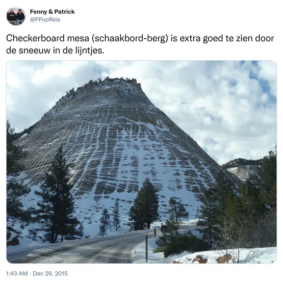 Checkerboard mesa (schaakbord-berg) is extra goed te zien door de sneeuw in de lijntjes. https://t.co/7McRNO87oM 