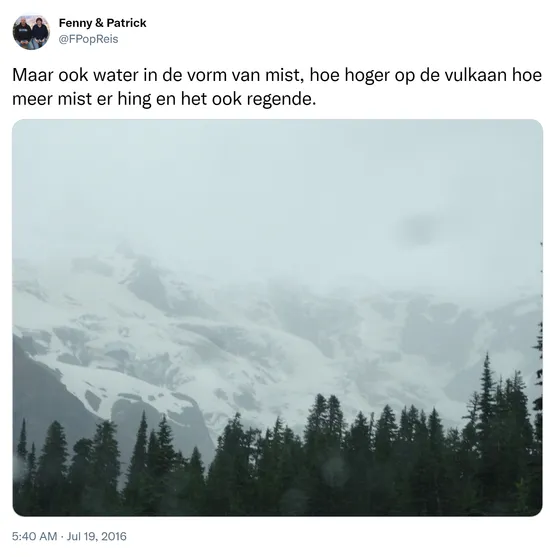 Maar ook water in de vorm van mist, hoe hoger op de vulkaan hoe meer mist er hing en het ook regende. https://t.co/jxXkjGWW6P 