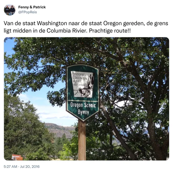 Van de staat Washington naar de staat Oregon gereden, de grens ligt midden in de Columbia Rivier. Prachtige route!! https://t.co/m3NJLTvsPw 