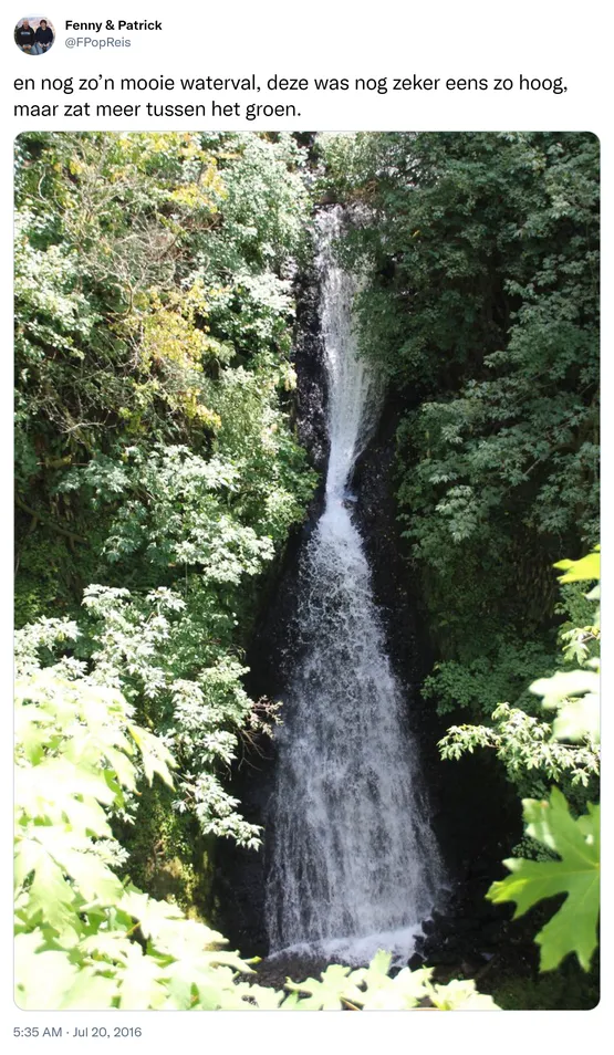 en nog zo’n mooie waterval, deze was nog zeker eens zo hoog, maar zat meer tussen het groen. https://t.co/wEjLAwrwD6 