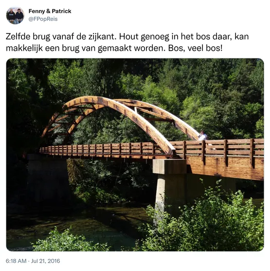 Zelfde brug vanaf de zijkant. Hout genoeg in het bos daar, kan makkelijk een brug van gemaakt worden. Bos, veel bos! https://t.co/mfNR4GxVS8