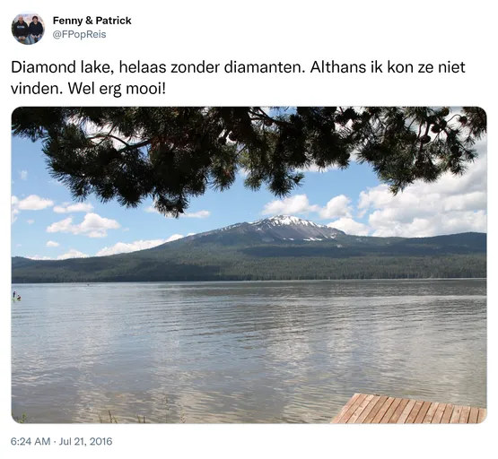 Diamond lake, helaas zonder diamanten. Althans ik kon ze niet vinden. Wel erg mooi! https://t.co/wswp7Ijn5A 