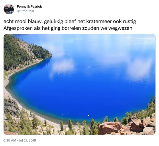 echt mooi blauw. gelukkig bleef het kratermeer ook rustig Afgesproken als het ging borrelen zouden we wegwezen https://t.co/zDSTTDo9Z4