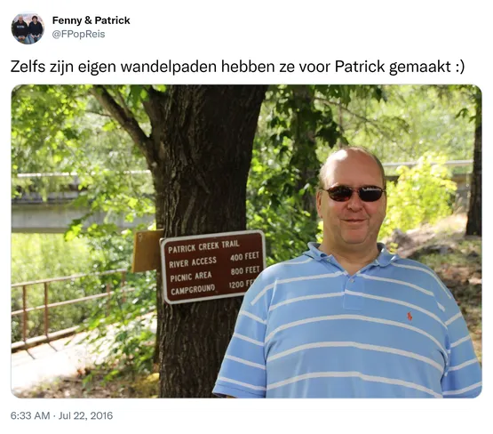 Zelfs zijn eigen wandelpaden hebben ze voor Patrick gemaakt :) https://t.co/7Smut6ibCx 