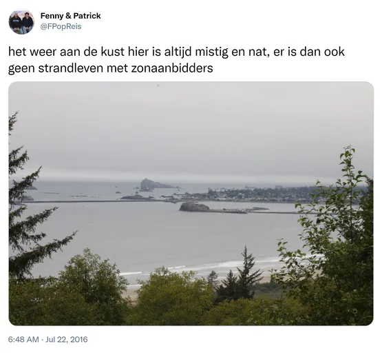 het weer aan de kust hier is altijd mistig en nat, er is dan ook geen strandleven met zonaanbidders https://t.co/ATcnC3hwJ1 