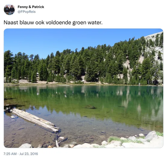 Naast blauw ook voldoende groen water. https://t.co/GDGaaAfbuw