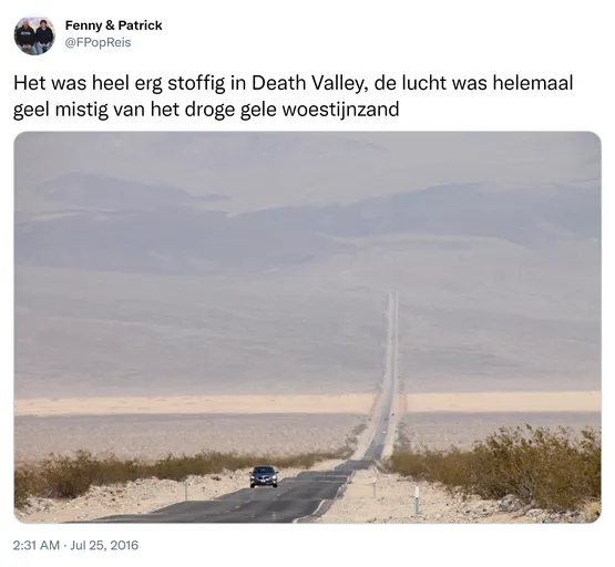 Het was heel erg stoffig in Death Valley, de lucht was helemaal geel mistig van het droge gele woestijnzand https://t.co/JC0aSFthBJ 