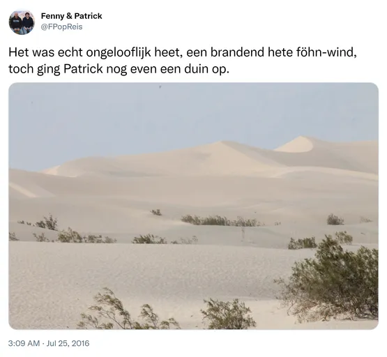 Het was echt ongelooflijk heet, een brandend hete föhn-wind, toch ging Patrick nog even een duin op. https://t.co/CaEPqqY42v 