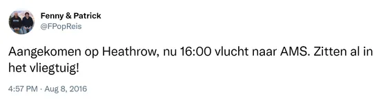Aangekomen op Heathrow, nu 16:00 vlucht naar AMS. Zitten al in het vliegtuig!