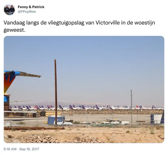 Vandaag langs de vliegtuigopslag van Victorville in de woestijn geweest. https://t.co/dZQttGTbyc