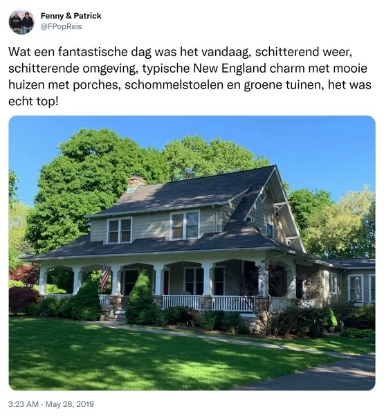 Wat een fantastische dag was het vandaag, schitterend weer, schitterende omgeving, typische New England charm met mooie huizen met porches, schommelstoelen en groene tuinen, het was echt top! https://t.co/XqWdqqLTqE
