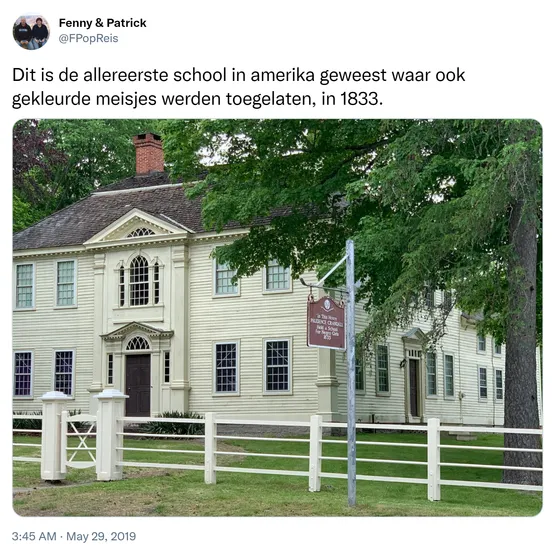 Dit is de allereerste school in amerika geweest waar ook gekleurde meisjes werden toegelaten, in 1833. https://t.co/NIVvKKAaGh
