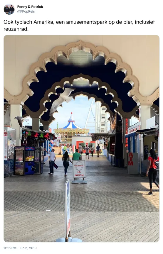 Ook typisch Amerika, een amusementspark op de pier, inclusief reuzenrad. https://t.co/h4ffAsYjct 