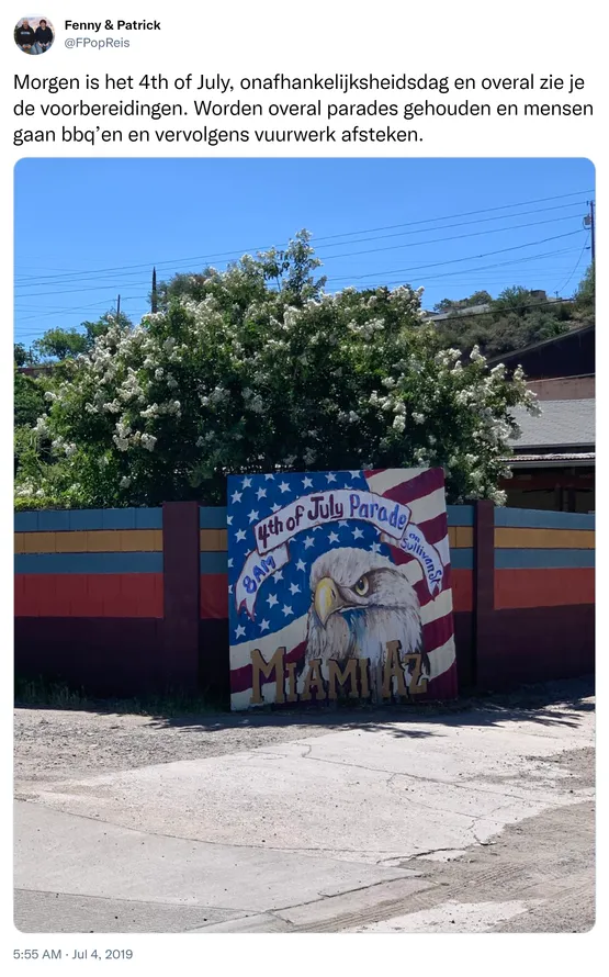 Morgen is het 4th of July, onafhankelijksheidsdag en overal zie je de voorbereidingen. Worden overal parades gehouden en mensen gaan bbq’en en vervolgens vuurwerk afsteken. https://t.co/PMS0EGcAhw 