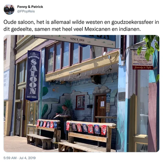 Oude saloon, het is allemaal wilde westen en goudzoekerssfeer in dit gedeelte, samen met heel veel Mexicanen en indianen. https://t.co/N9khKZ26Fk 