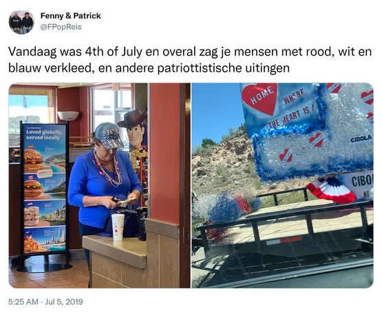 Vandaag was 4th of July en overal zag je mensen met rood, wit en blauw verkleed, en andere patriottistische uitingen https://t.co/21n9ziKFRR 