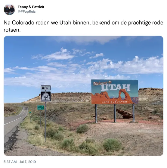 Na Colorado reden we Utah binnen, bekend om de prachtige rode rotsen. https://t.co/6ocBgbLpzK
