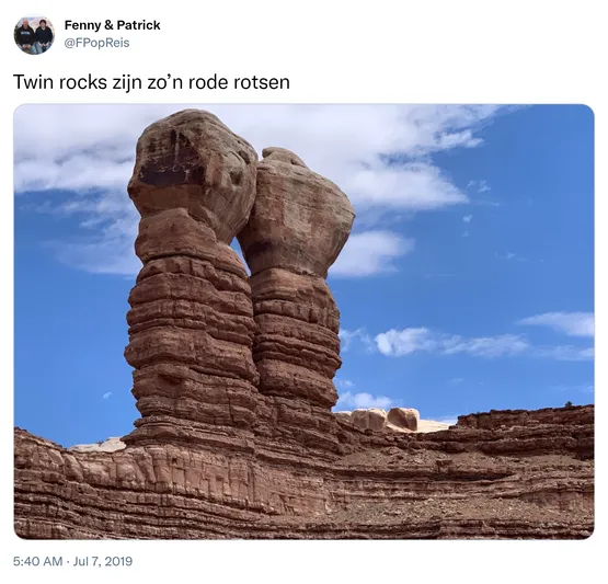 Twin rocks zijn zo’n rode rotsen https://t.co/w8kBDlVz9L
