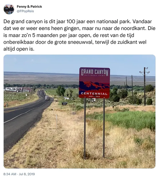 De grand canyon is dit jaar 100 jaar een nationaal park. Vandaar dat we er weer eens heen gingen, maar nu naar de noordkant. Die is maar zo’n 5 maanden per jaar open, de rest van de tijd onbereikbaar door de grote sneeuwval, terwijl de zuidkant wel altijd open is. https://t.co/DUDN48K9pg
