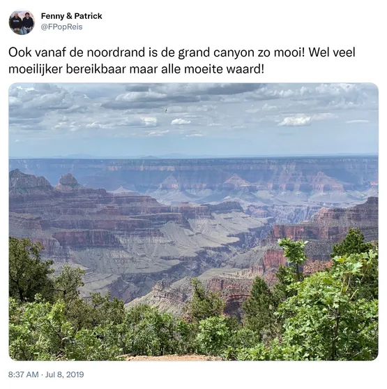 Ook vanaf de noordrand is de grand canyon zo mooi! Wel veel moeilijker bereikbaar maar alle moeite waard! https://t.co/7OlMwSwzv5
