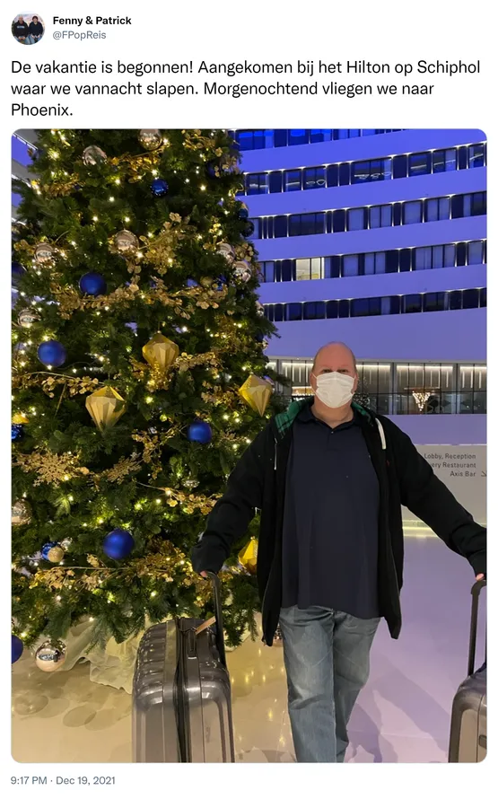 De vakantie is begonnen! Aangekomen bij het Hilton op Schiphol waar we vannacht slapen. Morgenochtend vliegen we naar Phoenix. https://t.co/LBNuD0Kfwi