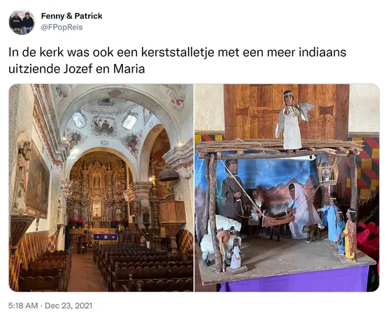 In de kerk was ook een kerststalletje met een meer indiaans uitziende Jozef en Maria https://t.co/qbUHAiSwWj
