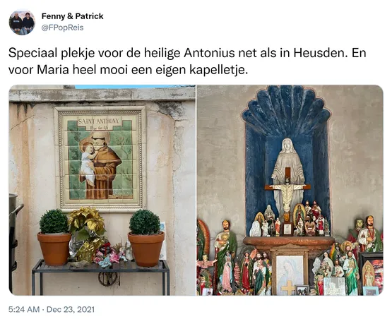 Speciaal plekje voor de heilige Antonius net als in Heusden. En voor Maria heel mooi een eigen kapelletje. https://t.co/RsP6G0vy3g
